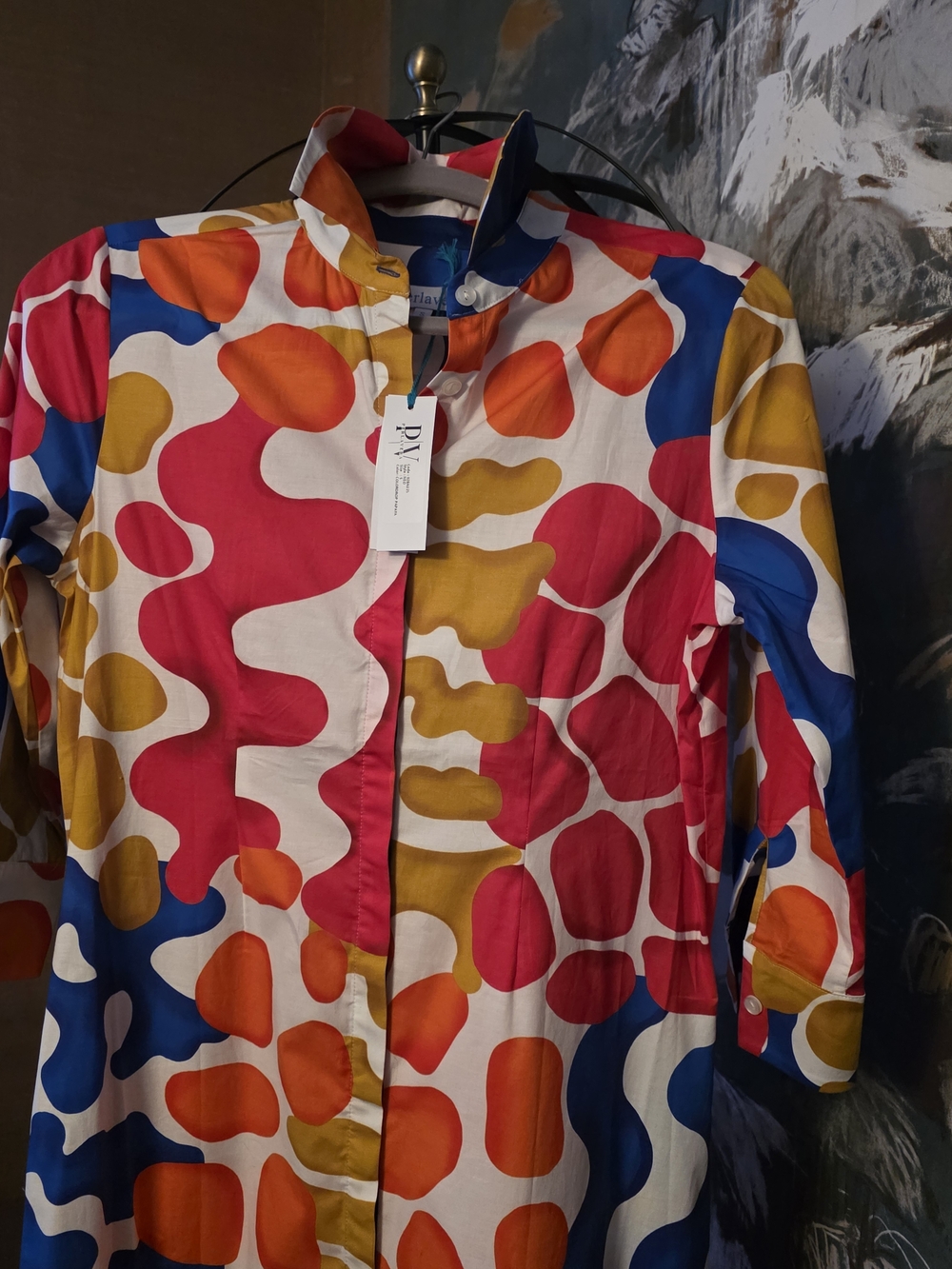 Perlavera Vibrant Classic With A Twist Multicolor Patterned Shirt Dress - Picture 5 of 5